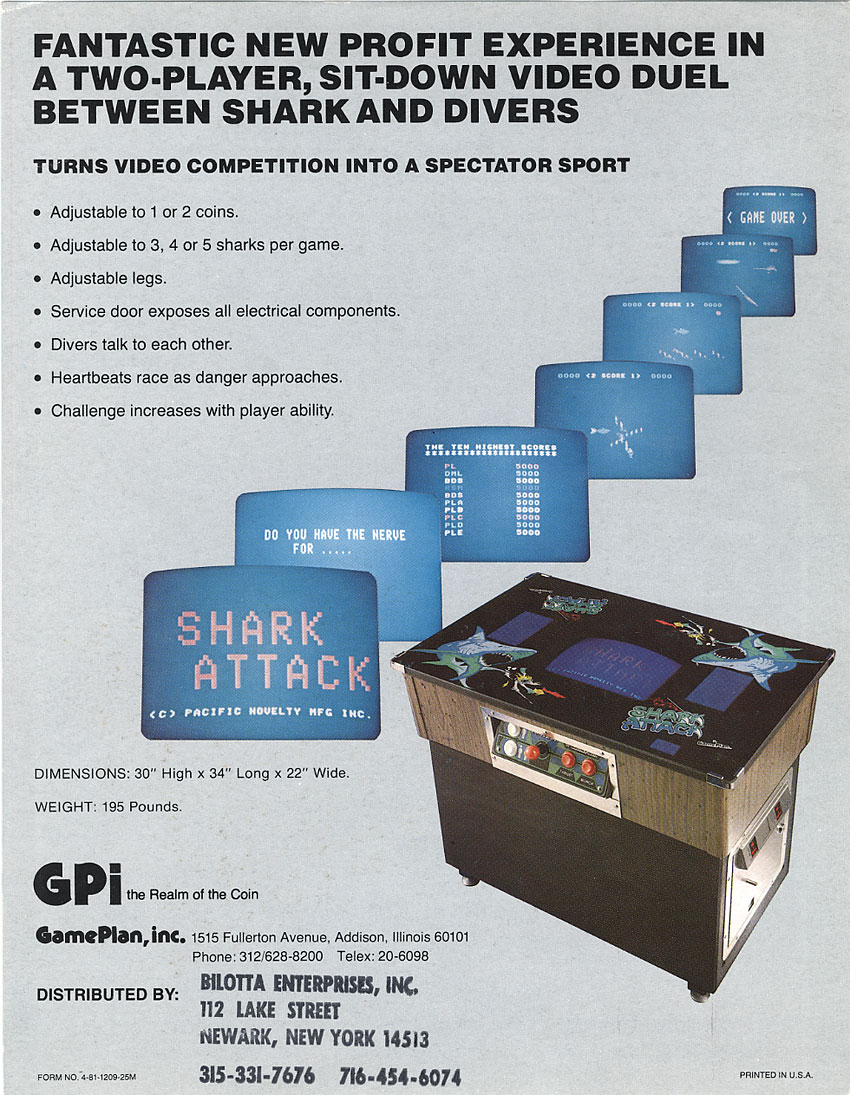Pacific Novelty Shark Attack sales flyer