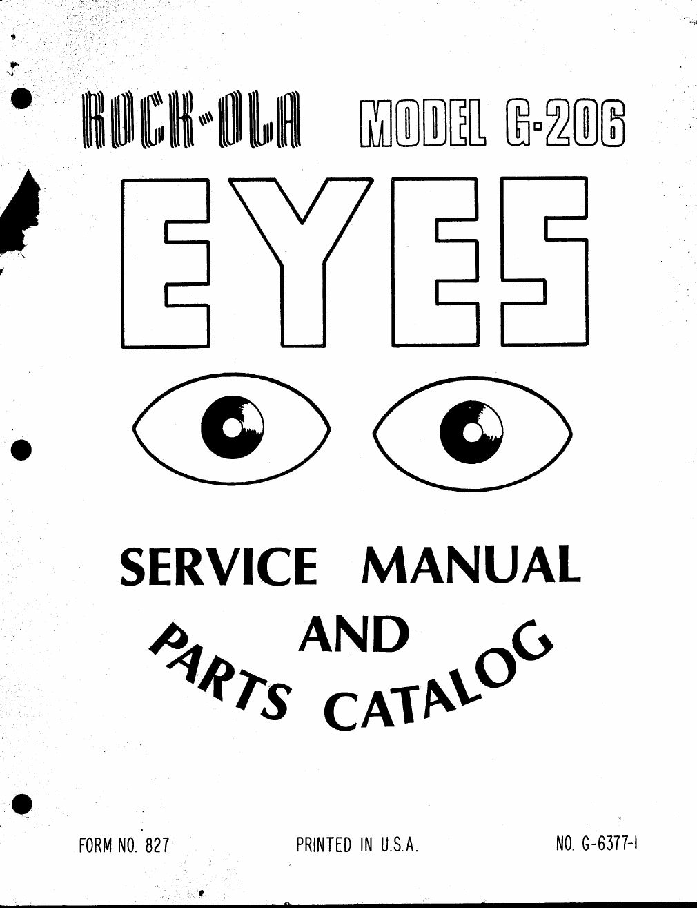 Rock-Ola Eyes service manual cover