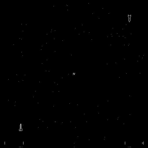 MAME play still with ships, sun and star field. No motion or fuel behavior is inferred from this still.