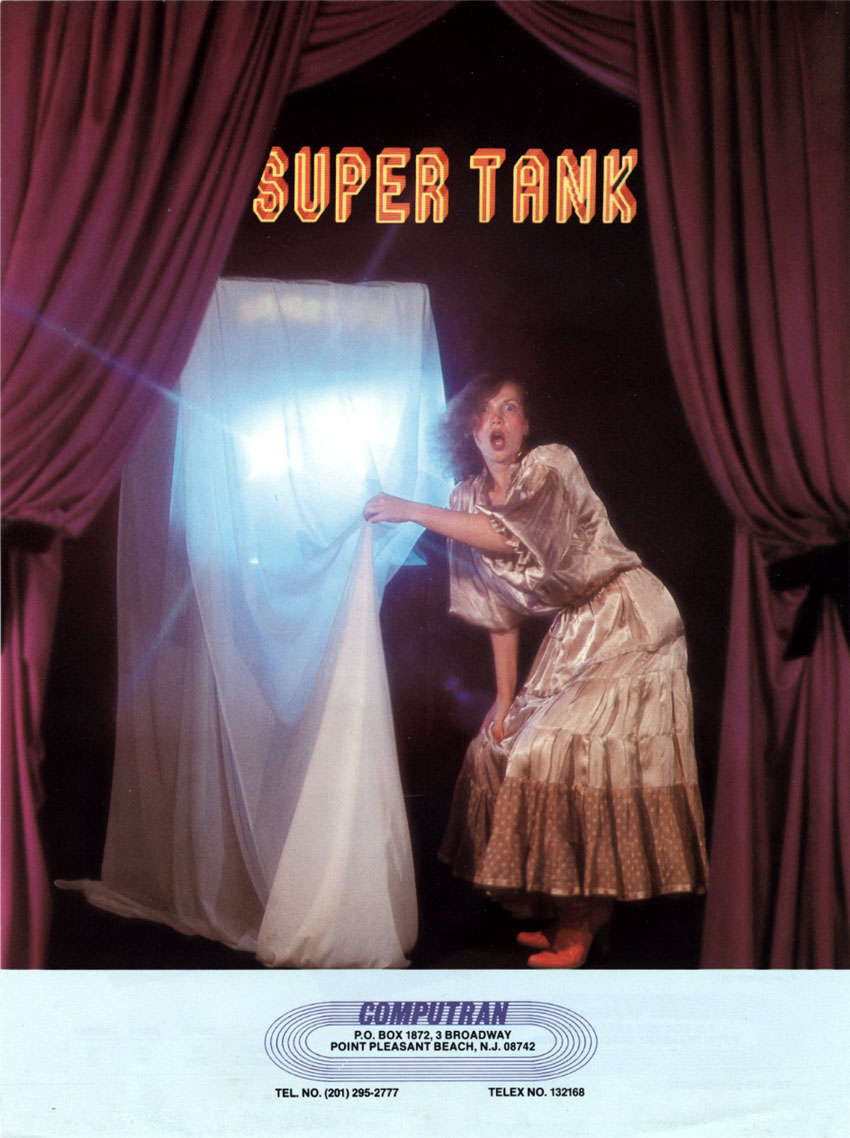 Computran’s 1981 Super Tank sales flyer, front. Preserved by the Arcade Flyer Archive, item 01579.