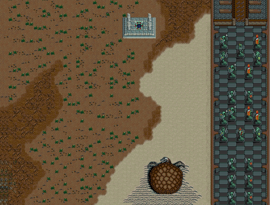 Outdoor dead-end geography, illustrating the danger of advancing scroll. Stitched map excerpt by George s / VGMaps, assembled from authentic game graphics; not an official Taito map.