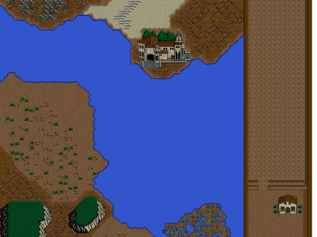 Water crossing and route layout. Stitched map excerpt by George s / VGMaps, assembled from authentic game graphics; not an official Taito map.