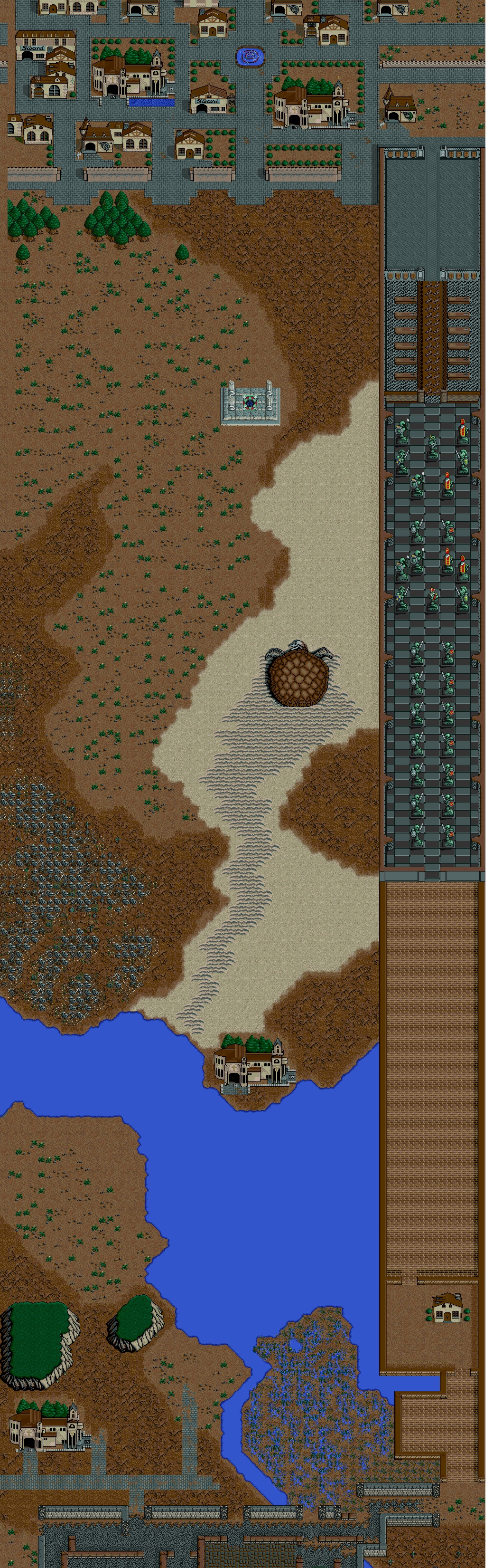 A long outdoor route excerpt; open the image to inspect the full route. Stitched map excerpt by George s / VGMaps, assembled from authentic game graphics; not an official Taito map.