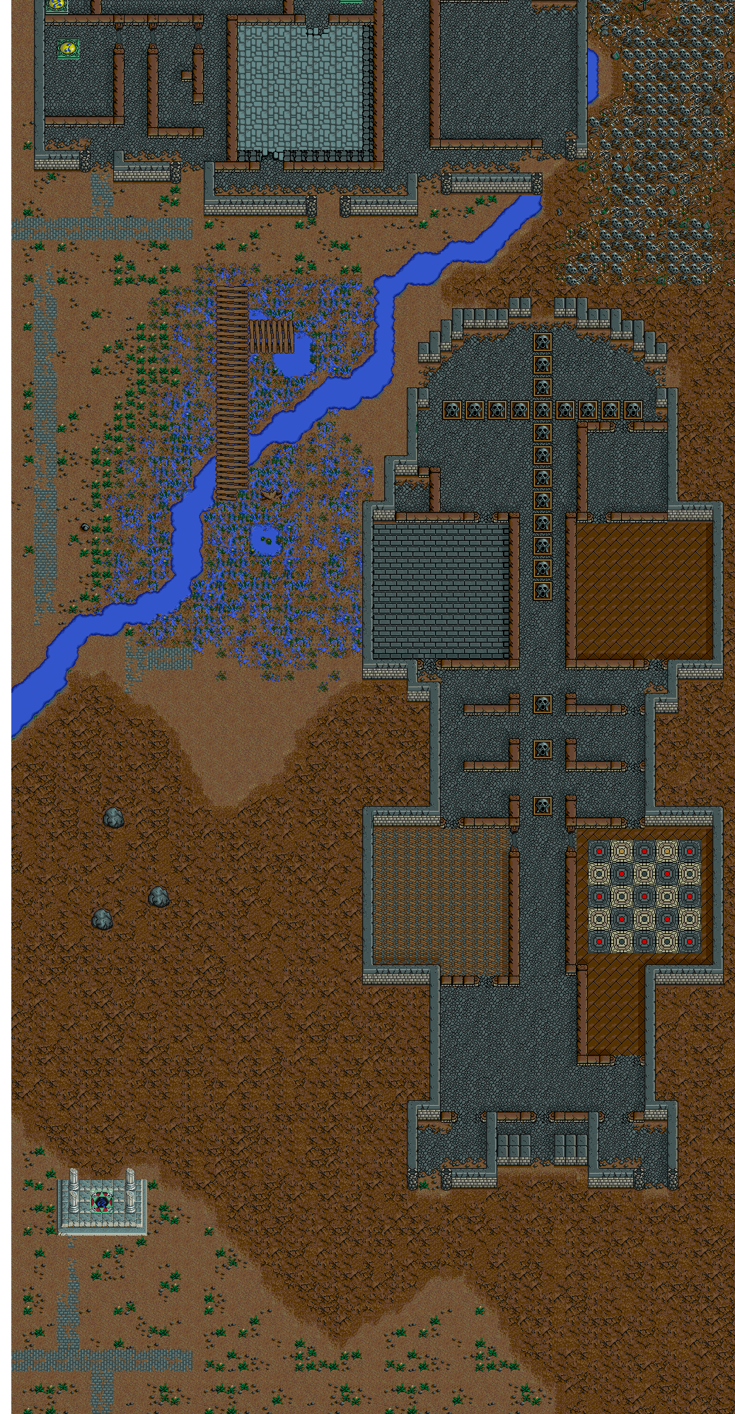 Castle-route geography from the stitched map. Stitched map excerpt by George s / VGMaps, assembled from authentic game graphics; not an official Taito map.