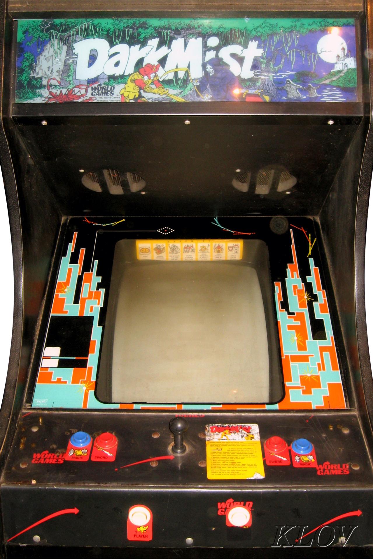 Surviving conversion-style Darkmist cabinet. This photograph does not establish a factory-dedicated cabinet. Museum of the Game / KLOV preservation photograph.