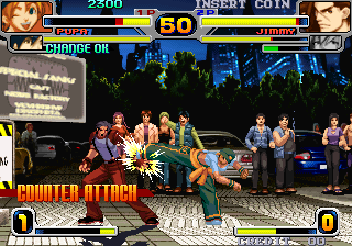 Rage of the Dragons gameplay, with Pupa facing Jimmy. Preservation capture from the libretro MAME thumbnail collection.
