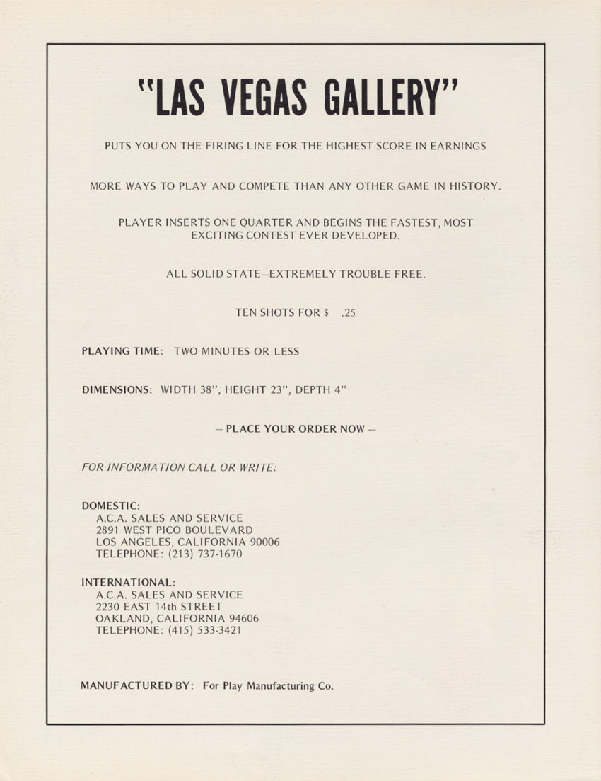 Las Vegas Gallery flyer reverse
