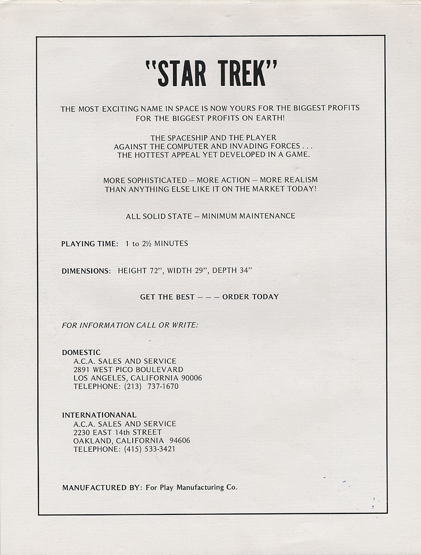 Star Trek flyer reverse