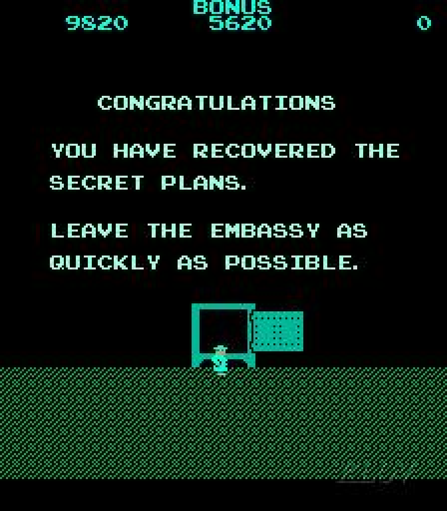 The plans-recovered message divides infiltration from escape.