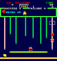 The opening playfield: assignments, success and failure counters, fruit and climbing routes share one screen. Source: preserved research collection.