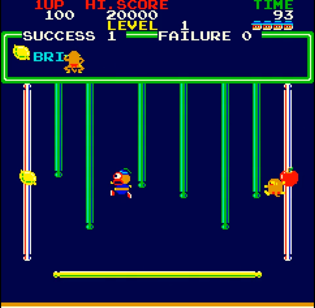 Layout 1: Dense hanging poles. Source: Old Classic Retro Gaming recorded play; research captures supplied by Dana. Capture overlays retained where present.