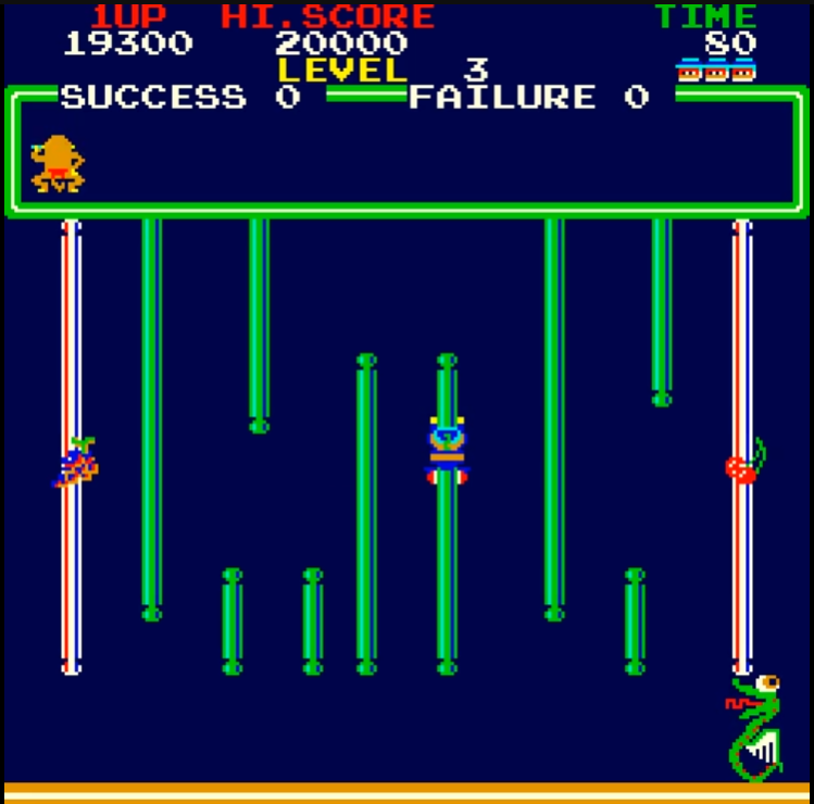 Layout 3: Wide gaps between vertical poles. Source: Old Classic Retro Gaming recorded play; research captures supplied by Dana. Capture overlays retained where present.